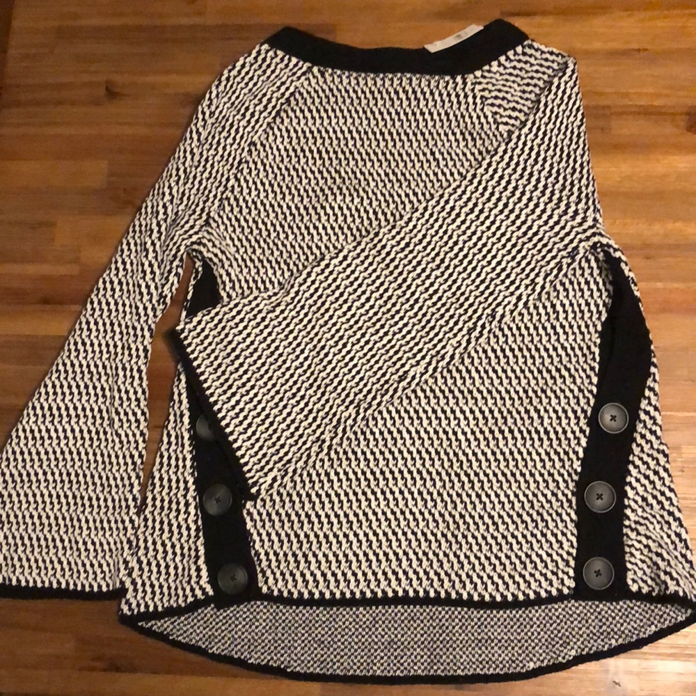 Loft Sweater: side buttons and bell sleeves